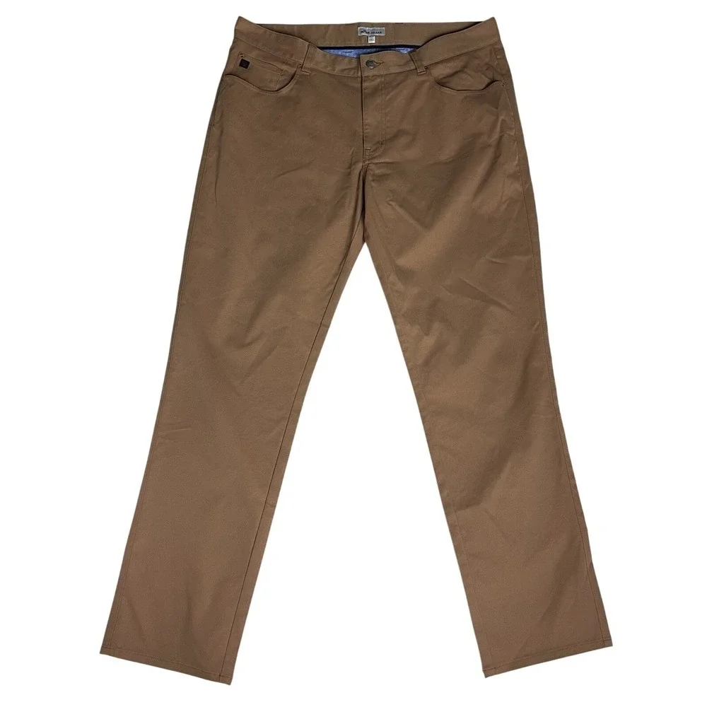 Peter Millar  Brown 36x30 Golf Performance Five-Pocket Pant Men's Cognac Brown